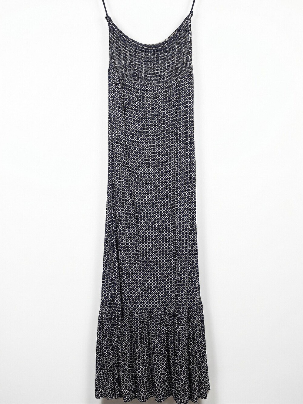 NWT! Michael Kors Strapless Black & White Smocked Maxi Dress - Picture 3 of 5